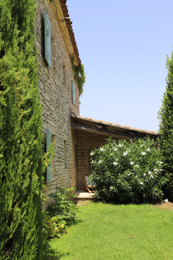 petit jardin coté chambre domaine de capelongue a bonnieux